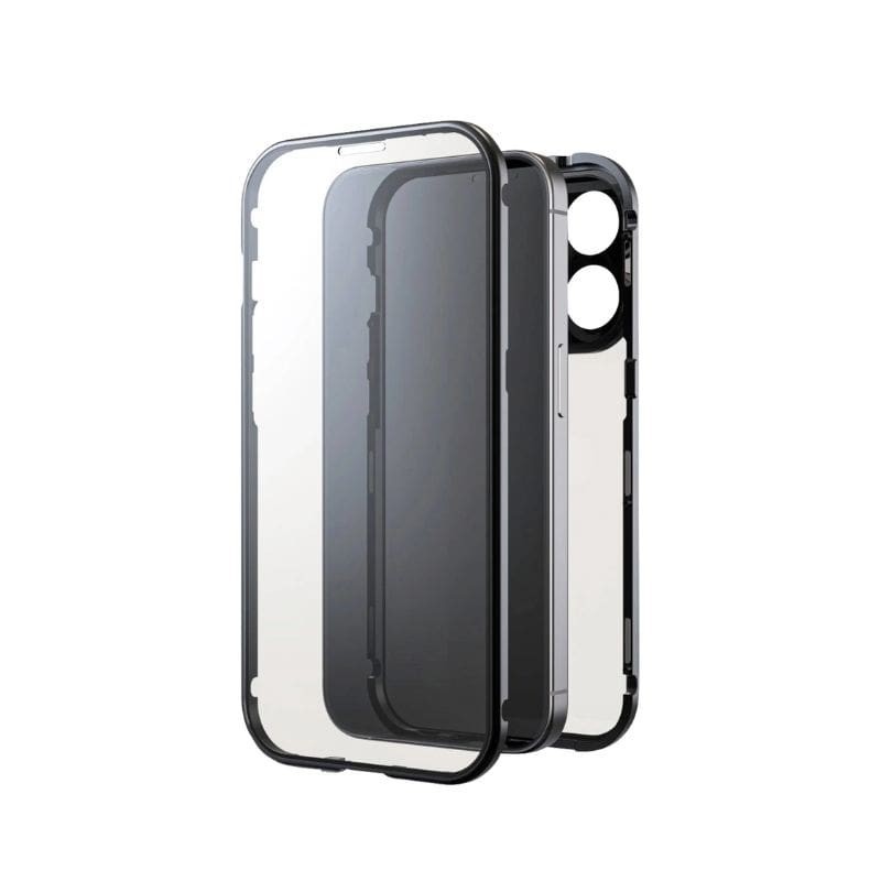 Maska za mobitel Magnetic za iPhone 15, 360°, Staklena, Crna
