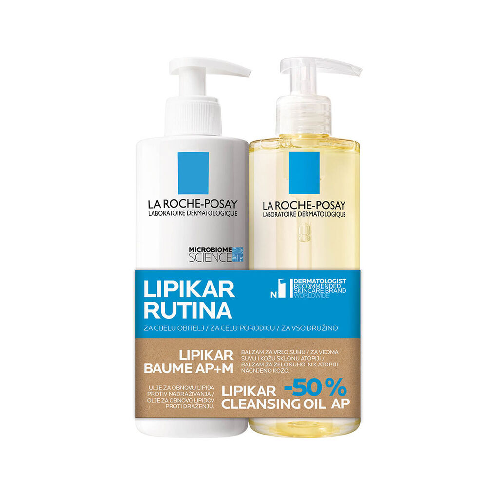 La Roche Posay  Krema za suvu kožu AP+M 400ml + Ulje za čišćenje lica Lipikar, 400ml