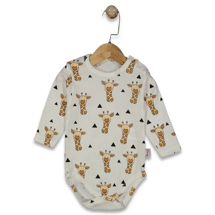 Vrabac Bodi za bebe dugih rukava Žirafa 130089, Beli