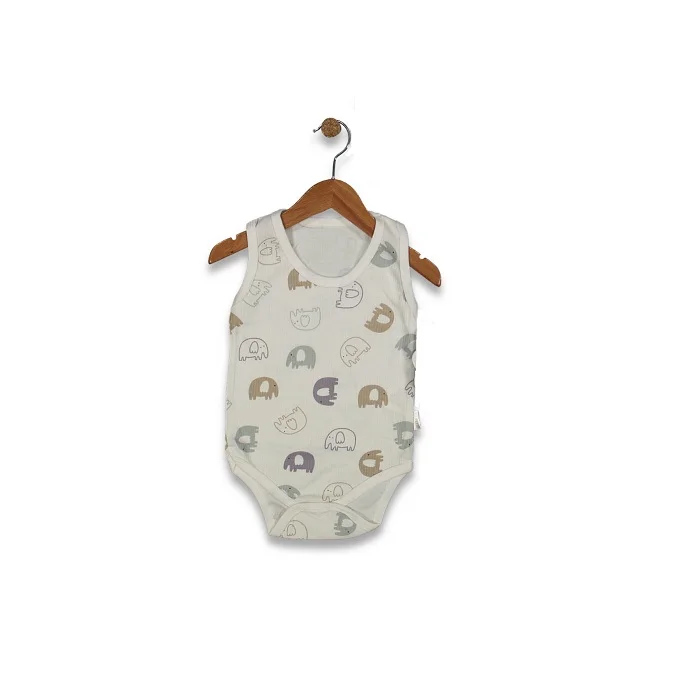Bodi za bebe bez rukava Slon 124619, Beli