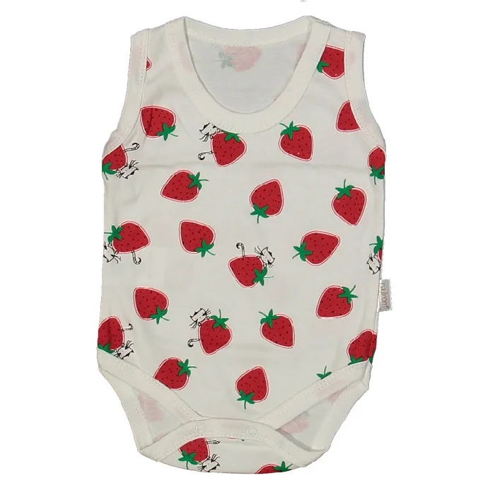 Vrabac Bodi za bebe bez rukava sa jagodama 238651, Beli
