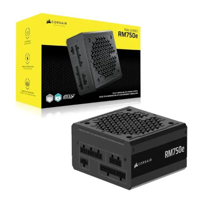 Corsair PSU 750W RM750eGold, Fully Modular, 12V-2x66xSATA, 3xPCIe, ATX 3.1, PCIe 5.1