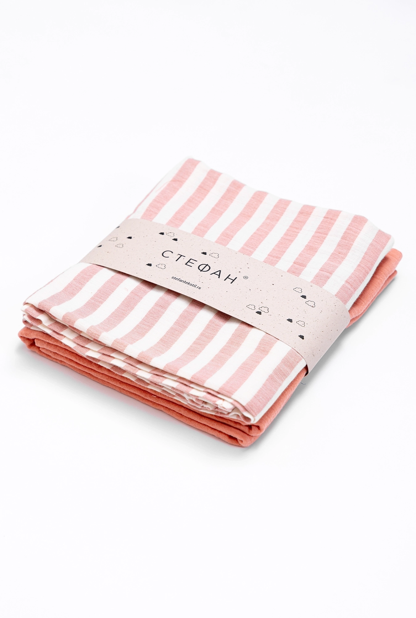 Stefan Set prekrivača od muslina 80x90 2/1, Roze-beli
