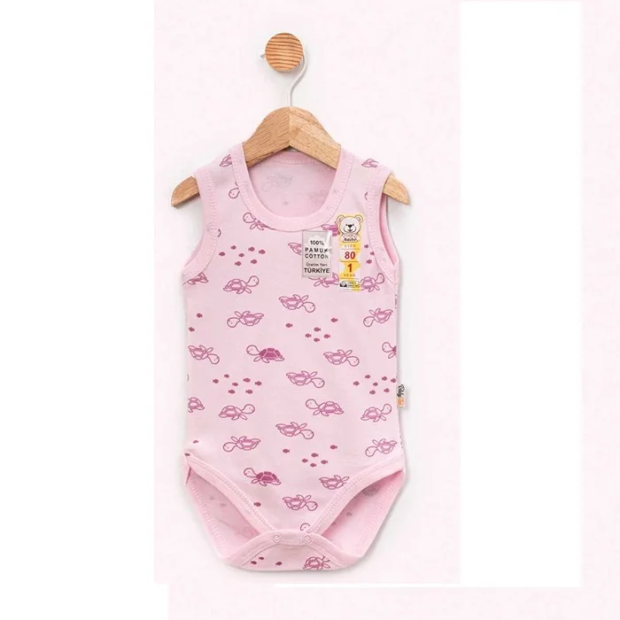 Vrabac Bodi za bebe bez rukava Kornjače 251804, Roze