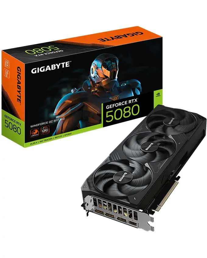 Gigabyte grafička kartica GeForce RTX 5080 Windfoce, GV-N5080WF3OC-16GD, 16GB, GDDR7, 256bit, 3xDP/HDMI | Ananas