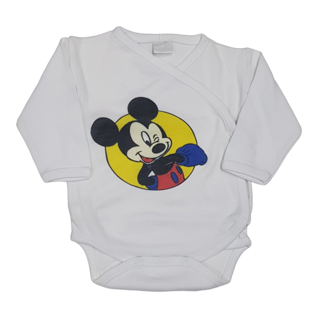 HAJDI Bodi za bebe dugih rukava Mickey, Beli