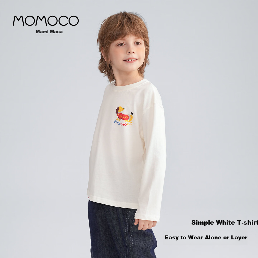 Momoco Majica za dečake dugih rukava, Bela
