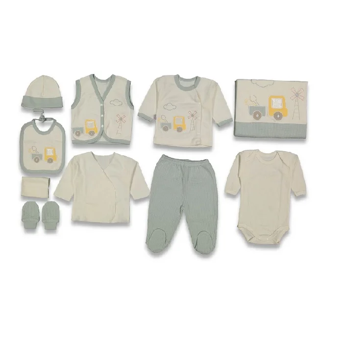 Set za bebe, 10 komada, Bež-zeleni