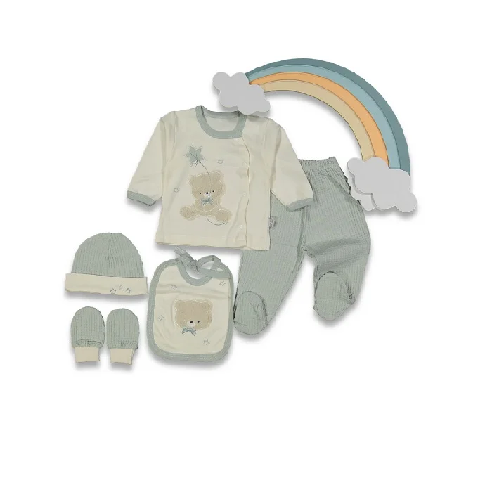 Set za bebe, 5 komada, Bež-zeleni