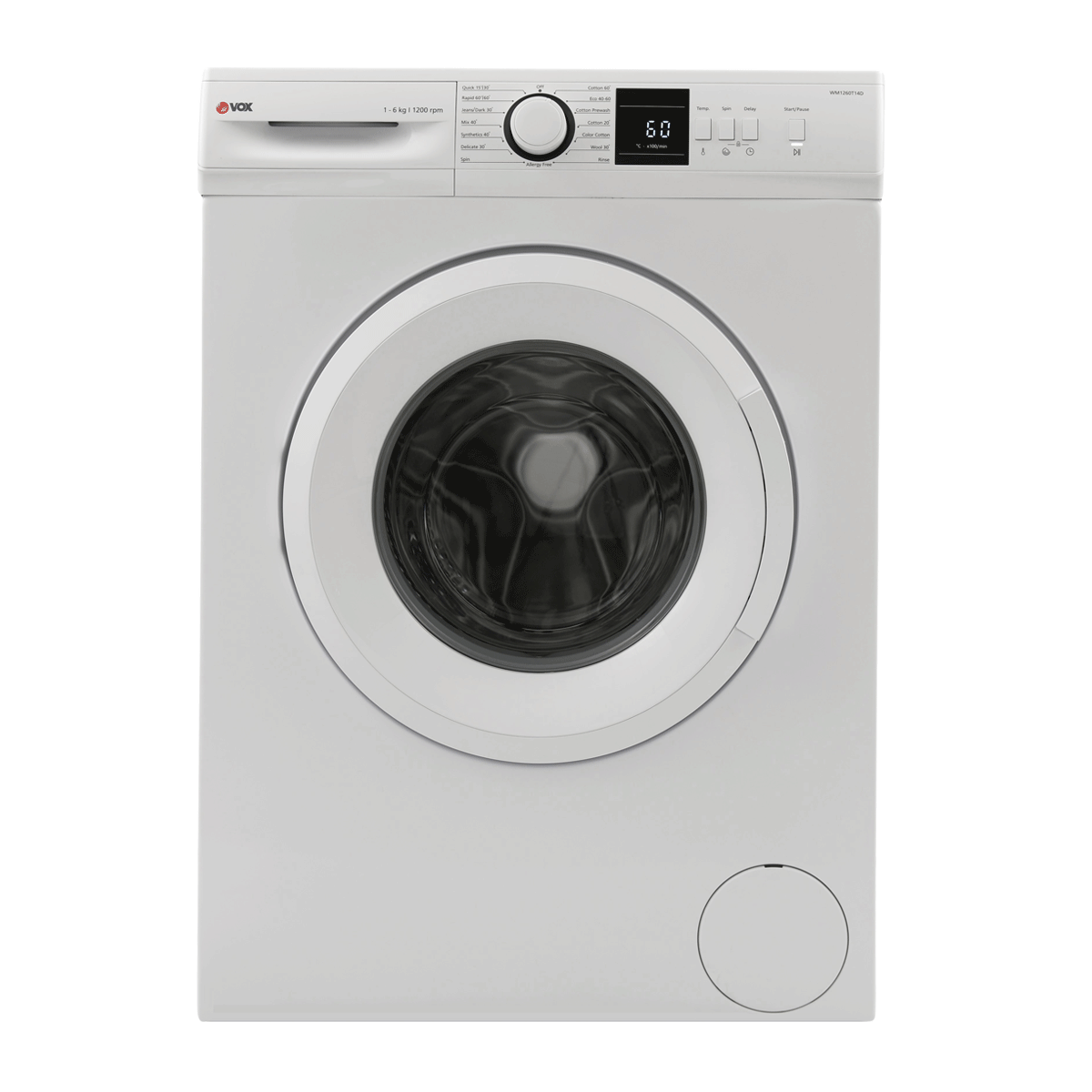 VOX WM1260-T14D Mašina za pranje veša, 6 kg, 1200 o/min, Bijela
