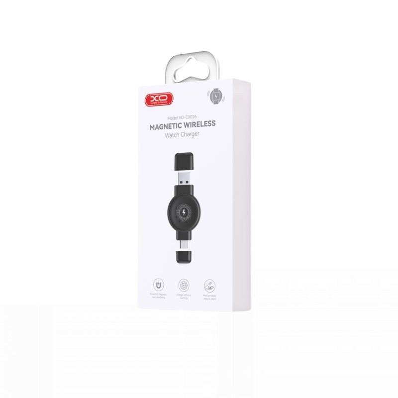XO Bežični punjač za sat CX026 Apple/Samsung USB A, Type C, Crni