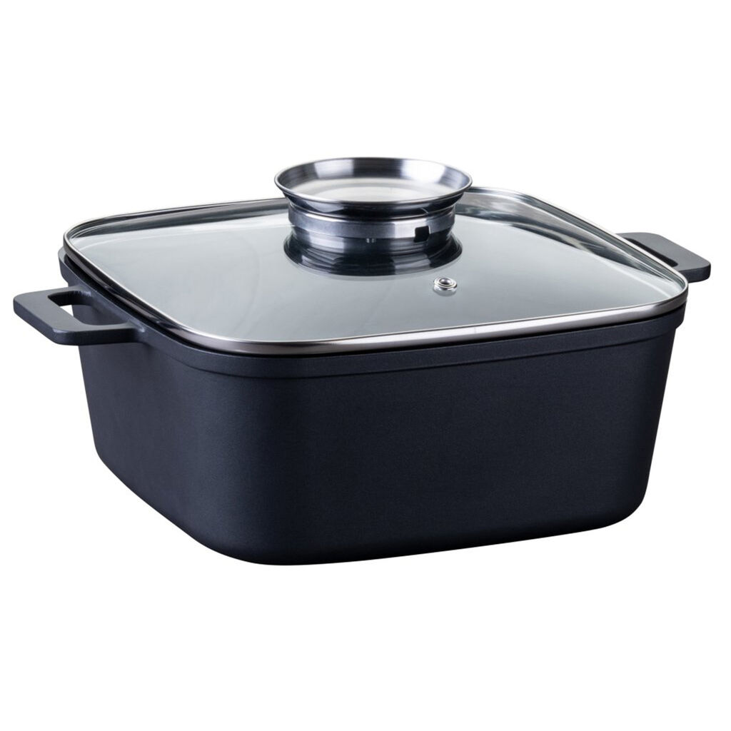 Fackelmann Pekač Roaster s poklopcem, 24x24 cm, Crni