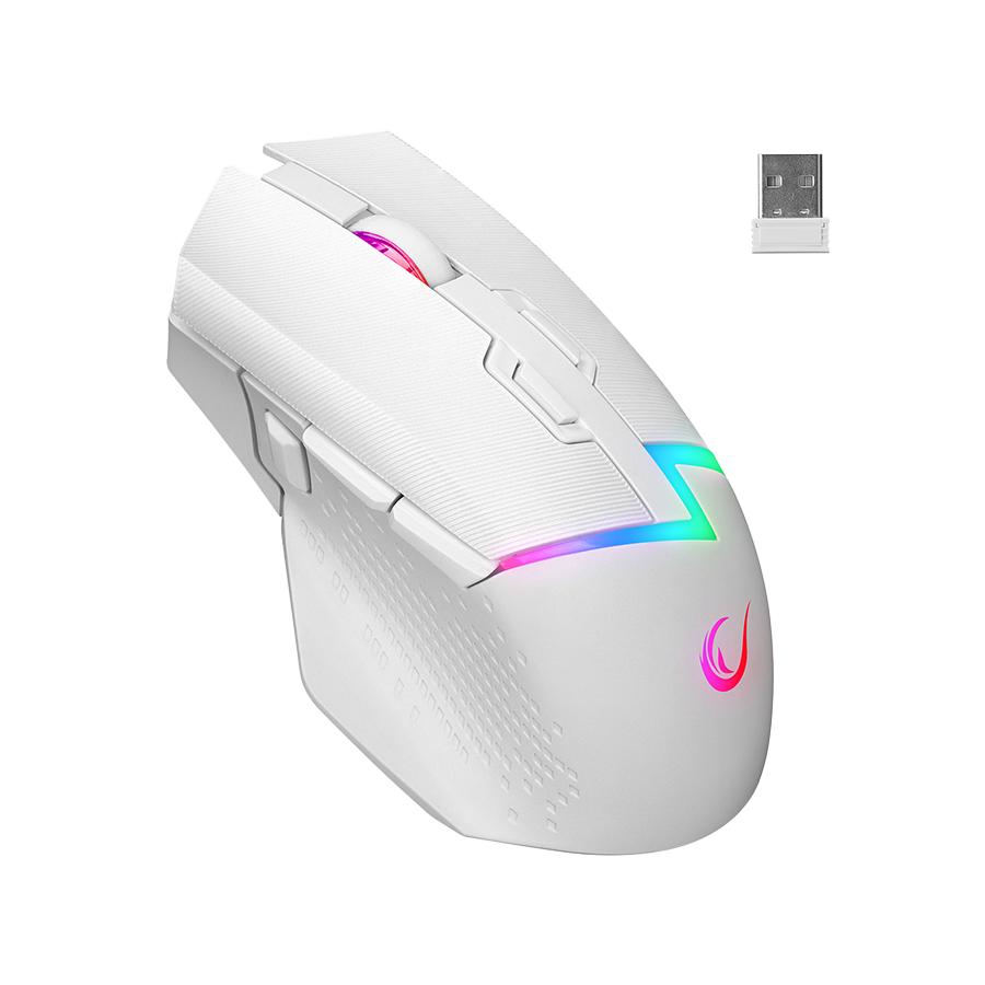 Rampage Miš Drop M3 V2, 24000 DPI RGB Wireless, Bijela
