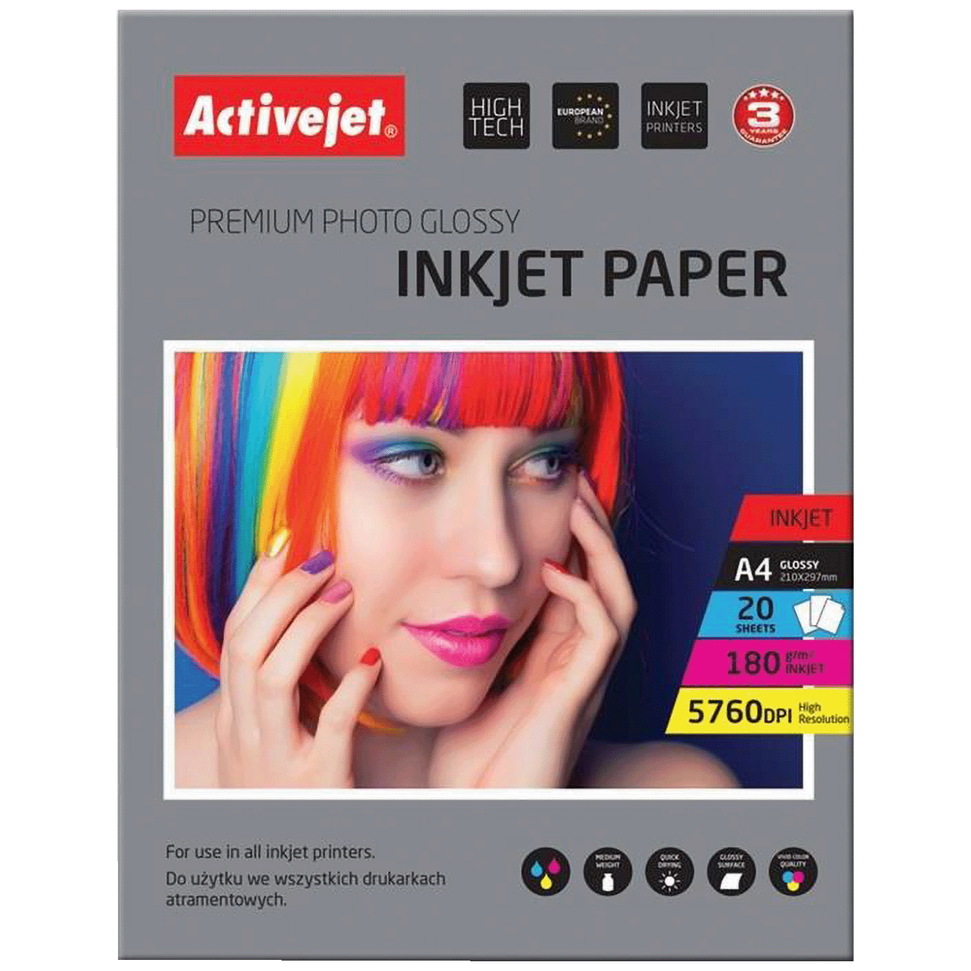 ACTIVEJET Foto papir AP4-180G20, A4, 180g, 20 komada, Beli