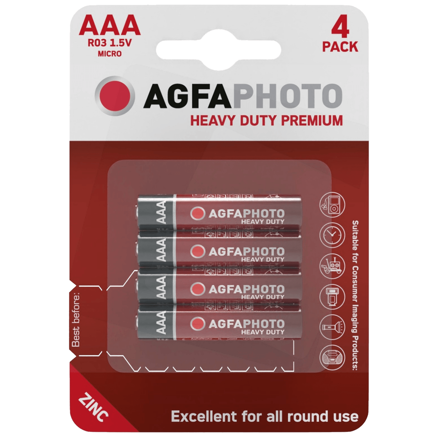 AGFA Zinc baterije AAA B4, 1.5 V, Blister 4 komada