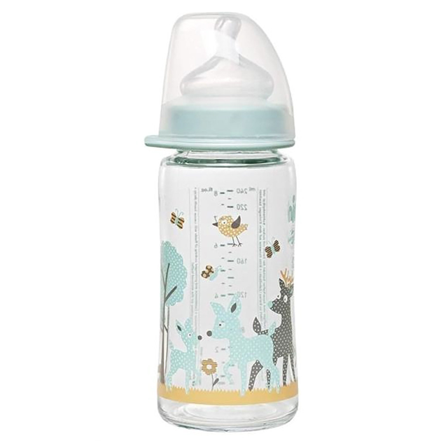 Nip Staklena flašica sa širokim otvorom, 240ml, 0m+, Zelena