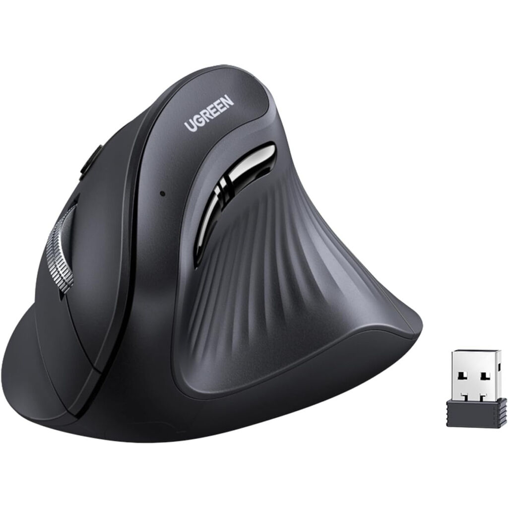 Ugreen Bežični vertikalni miš, Ergonomski, BT, Wi-Fi, Crni
