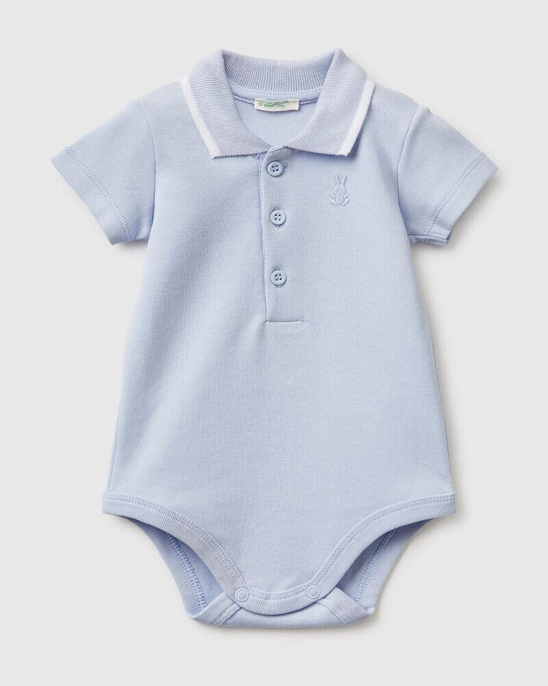 Benetton Polo bodi za bebe 3CDIAB00XW-081-74, Plavi