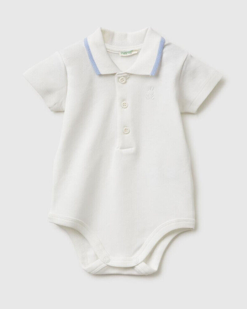 Benetton Polo bodi za bebe 3CDIAB00XW-074-82, Bijeli