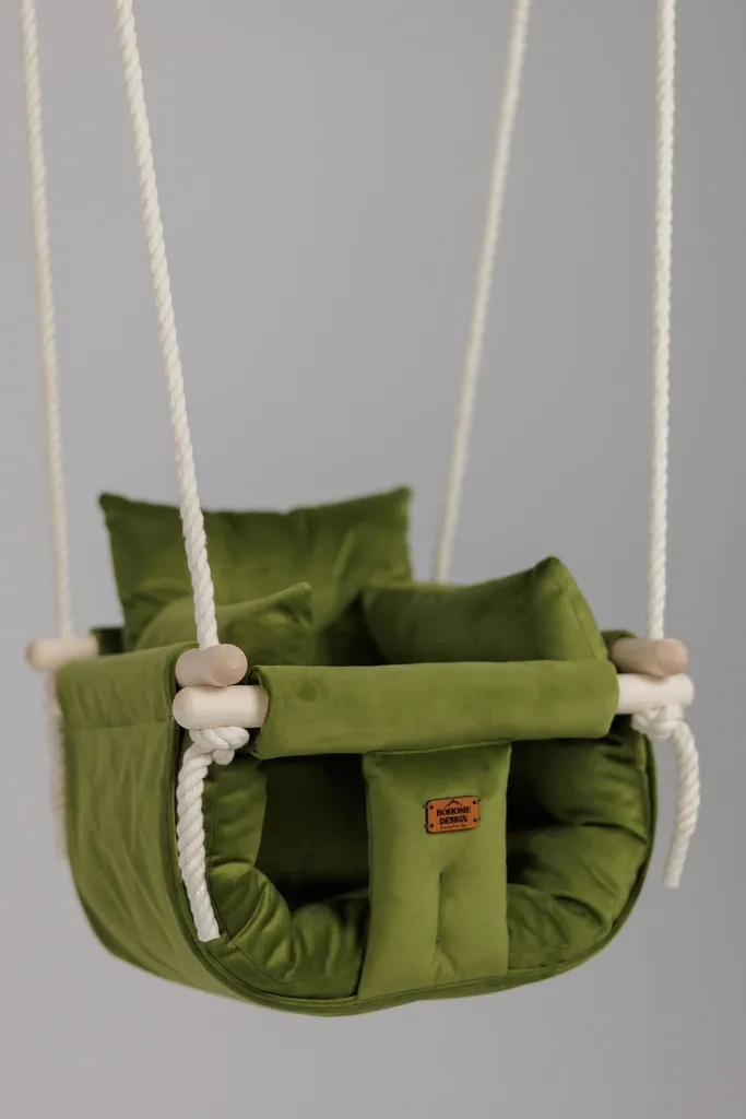 Bohome Design Sobna ljuljaška za bebe Luxury Olive Green, Maslinasta