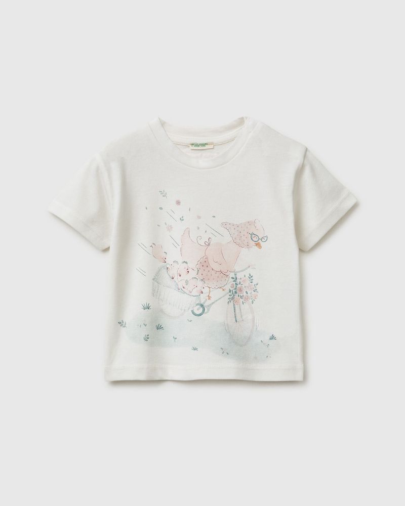 Benetton Majica za bebe 3I1XA1077W-074-68, Bijela