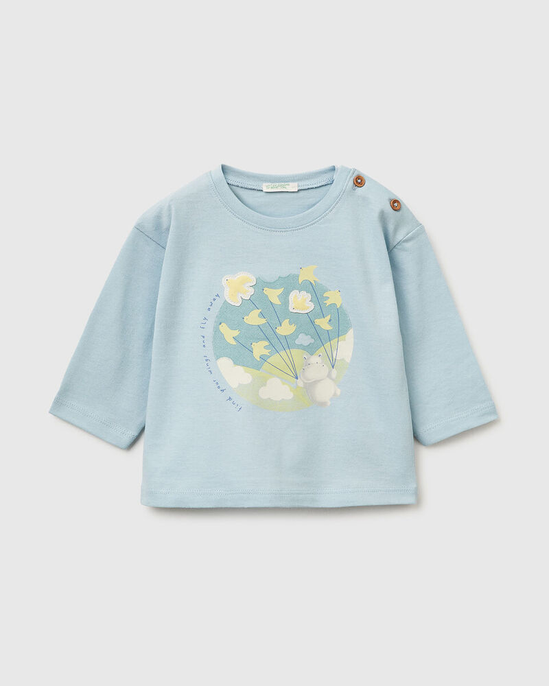Benetton Majica dugih rukava za bebe 3I1XA106ZW-33W-68, Plava