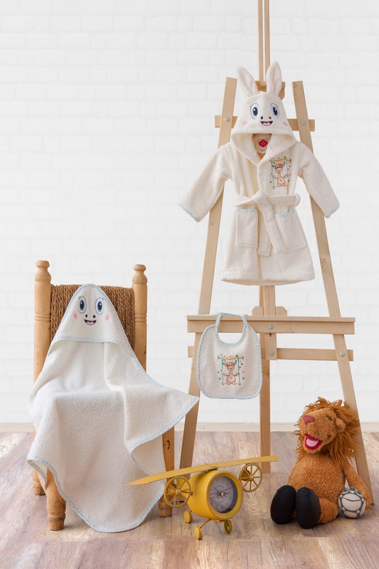 DEKOR DOM Bademantil set za bebe CB Zurafa, Beli