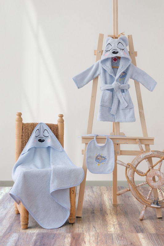 DEKOR DOM Bademantil set za bebe CB Bear, Plavi