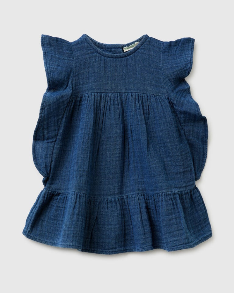 Benetton Haljina za bebe s volanima 4V7JAV00UW-901-68, Teget