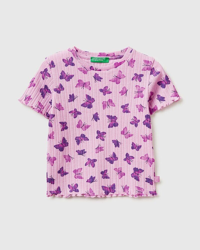 Benetton Majica za bebe s rebrastim printom 3XULG10M5P-63E-82, Šarena