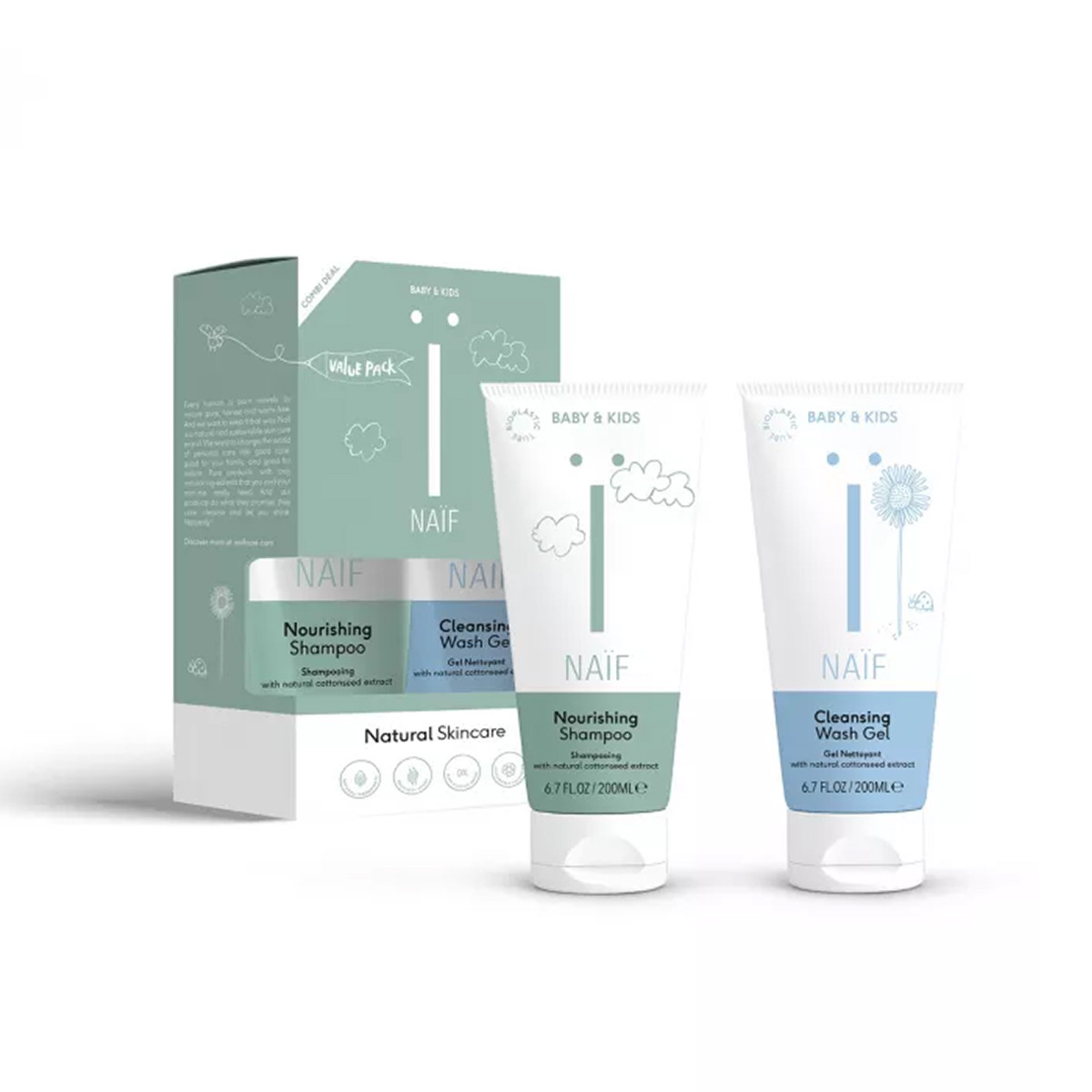 NAIF Care Set, šampon i gel za kupanje 200ml