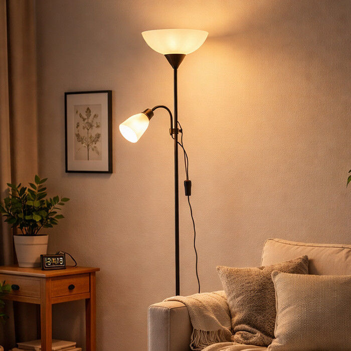 E-light Podna lampa Hester EL-028-2F, Crna