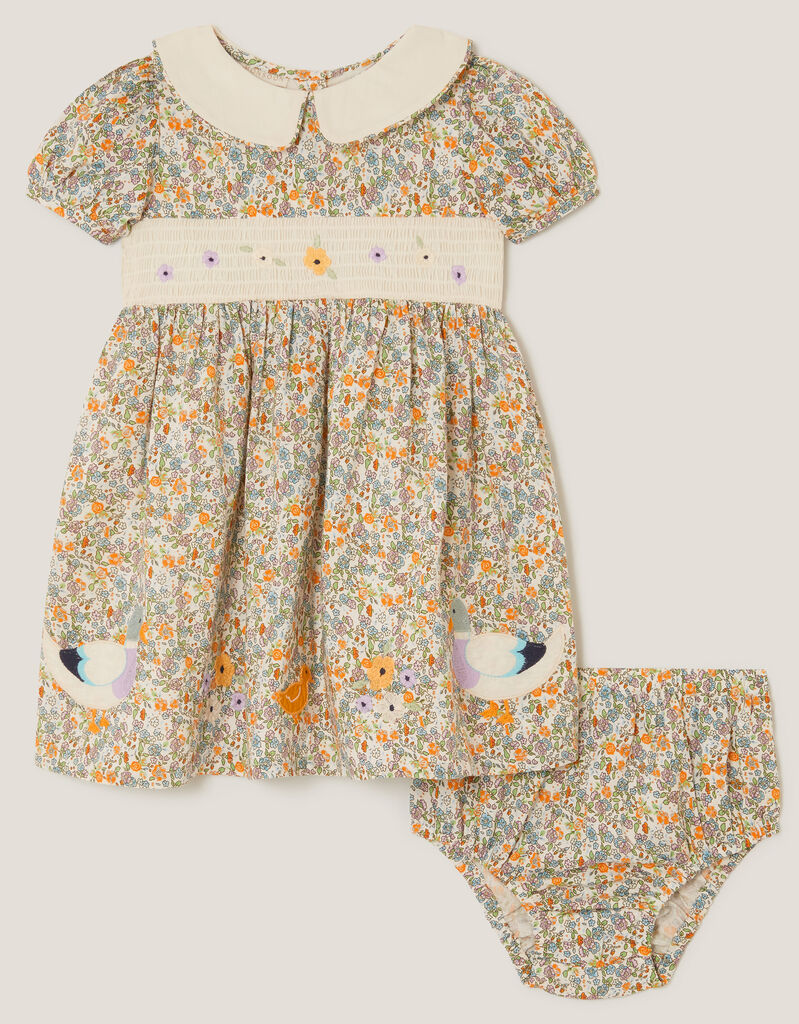 Monsoon Children Haljina za bebe Bby Darcie duck smock dre, Žuta