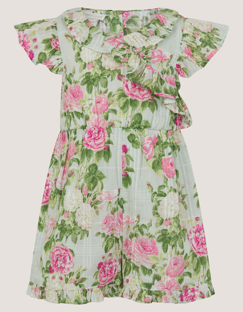 Monsoon Children Kombinezon za bebe Sage Vintage Romper, Zeleni