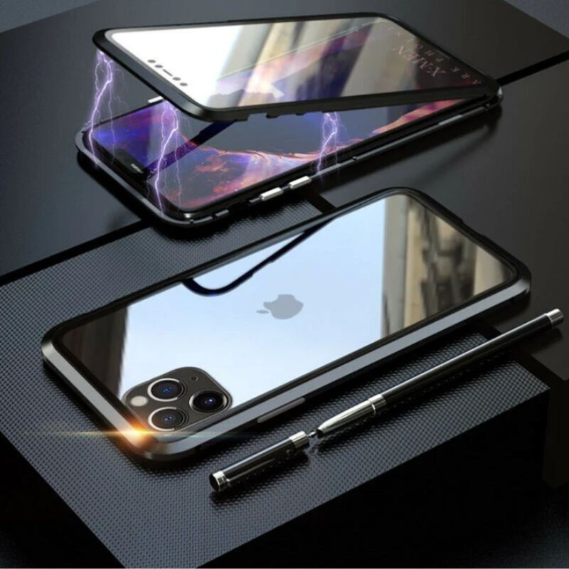 Staklena maska za iPhone 15 Pro Max, 360°, Magnetska, Crna