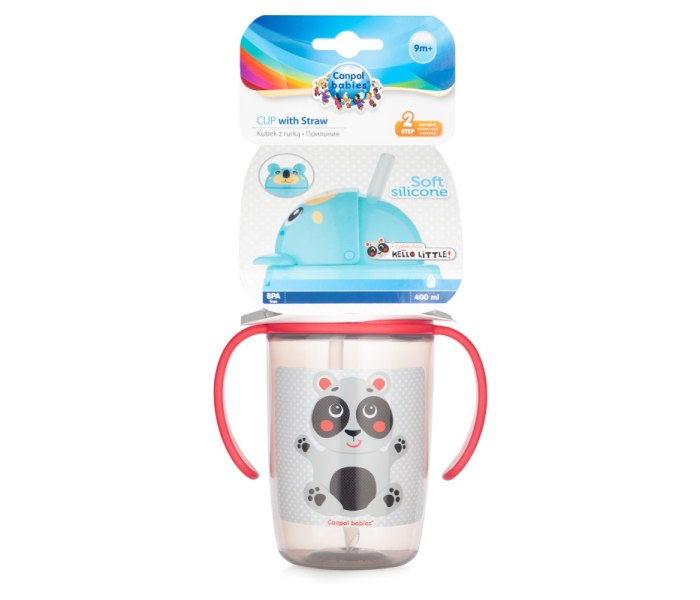 Canpol babies Šolja za bebe sa slamčicom Hello Little 400 ml bela