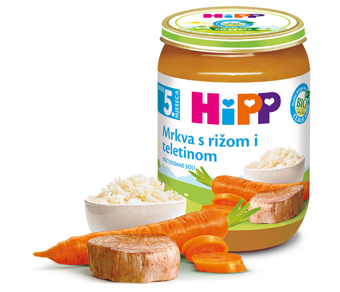HIPP 6143/255 teleći obrok sa kašom od pirinča i šargarepe 190 g