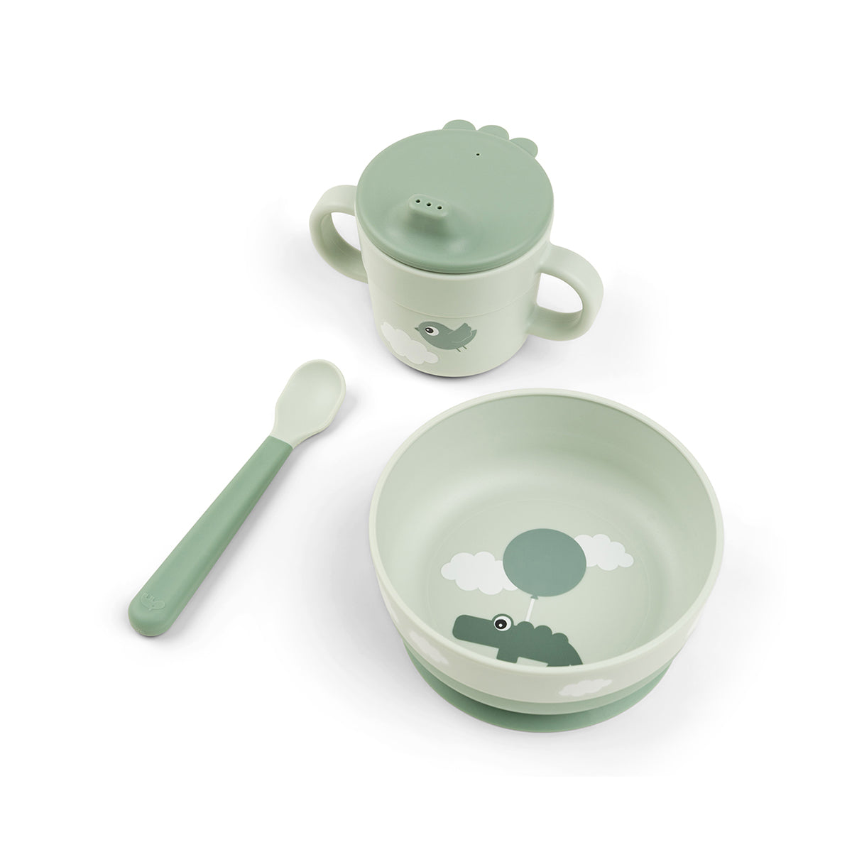 DONE BY DEER Set za jelo Foodie Happy Clouds Croco, Zeleni