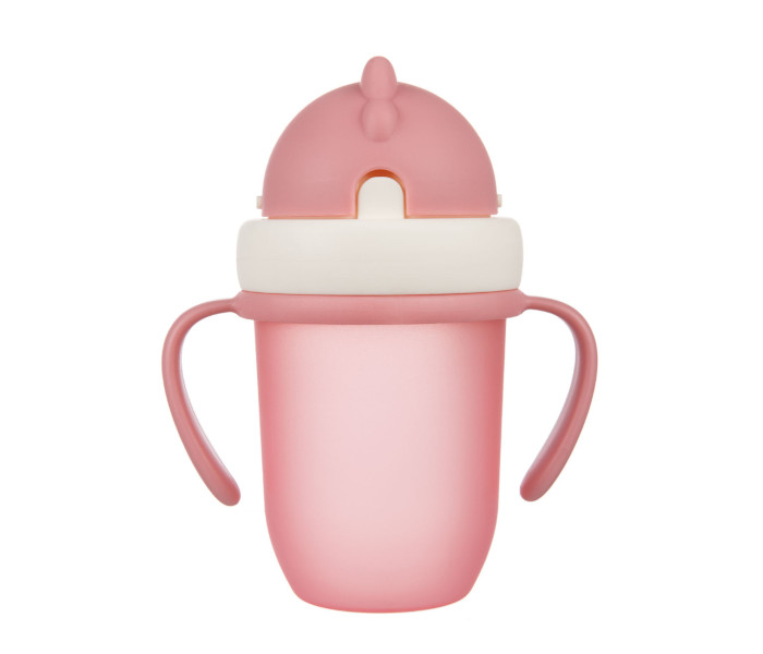 Canpol babies Šolja za bebe sa silikonskom Flip-top slamčicom 210 ml roze