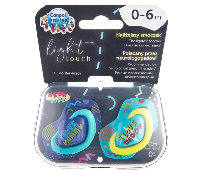 CANPOL BABIES Silikonska varalica za bebe Love 6-18M 2/1 neon plava i ljubičasta