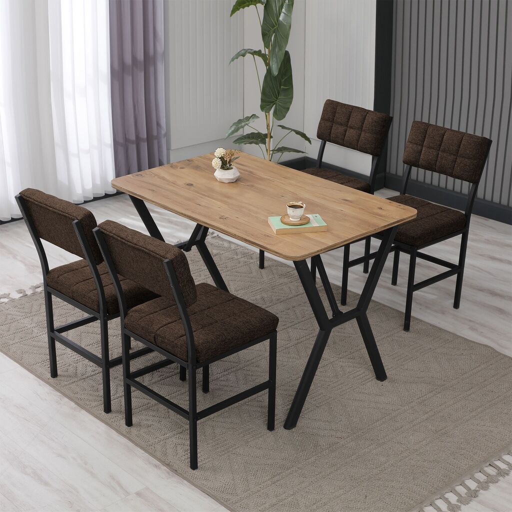 Hanah Home Trpezarijski sto i stolice Dubai, smeđe-bež
