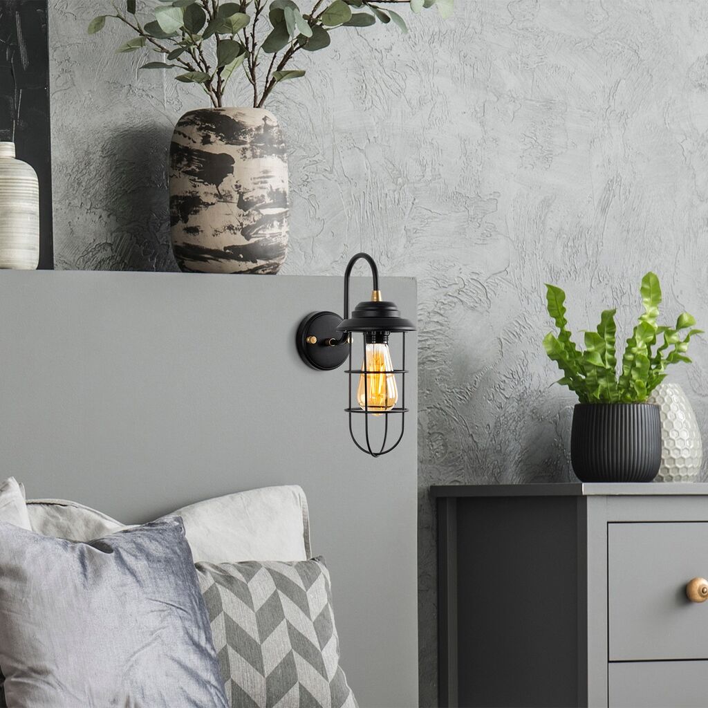 Opviq Zidna lampa E27 Grlo, Crno-zlatna