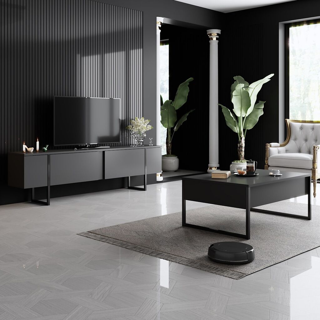 Hanah Home Luxe set za dnevni boravak, 2 dijela, antracit