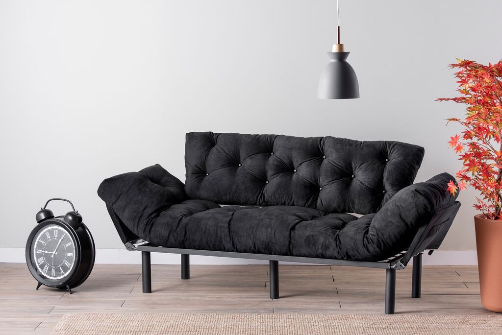 Atelier del Sofa Sklopiva sofa Nitta 185x85x70cm Crna