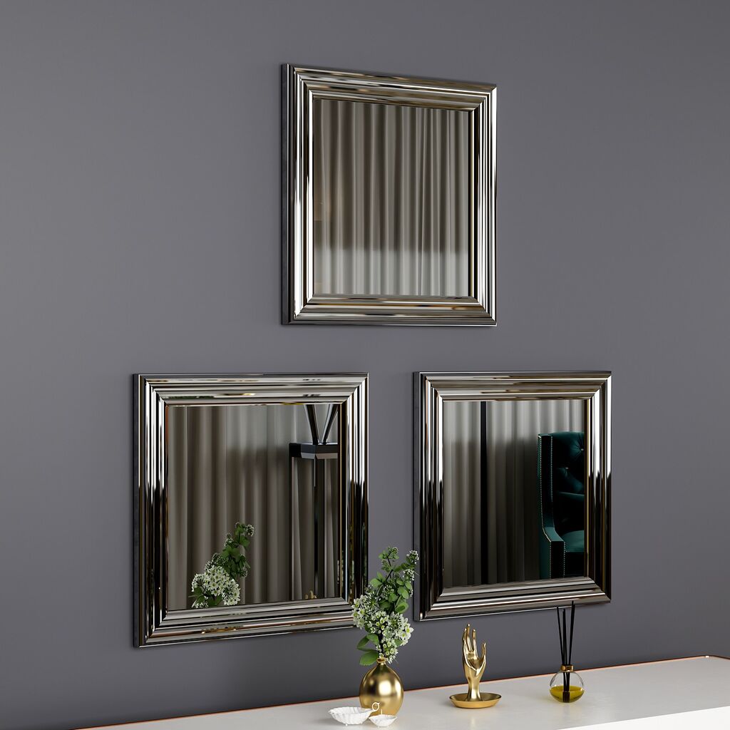 Hanah Home Set od 3 ogledala, srebrni