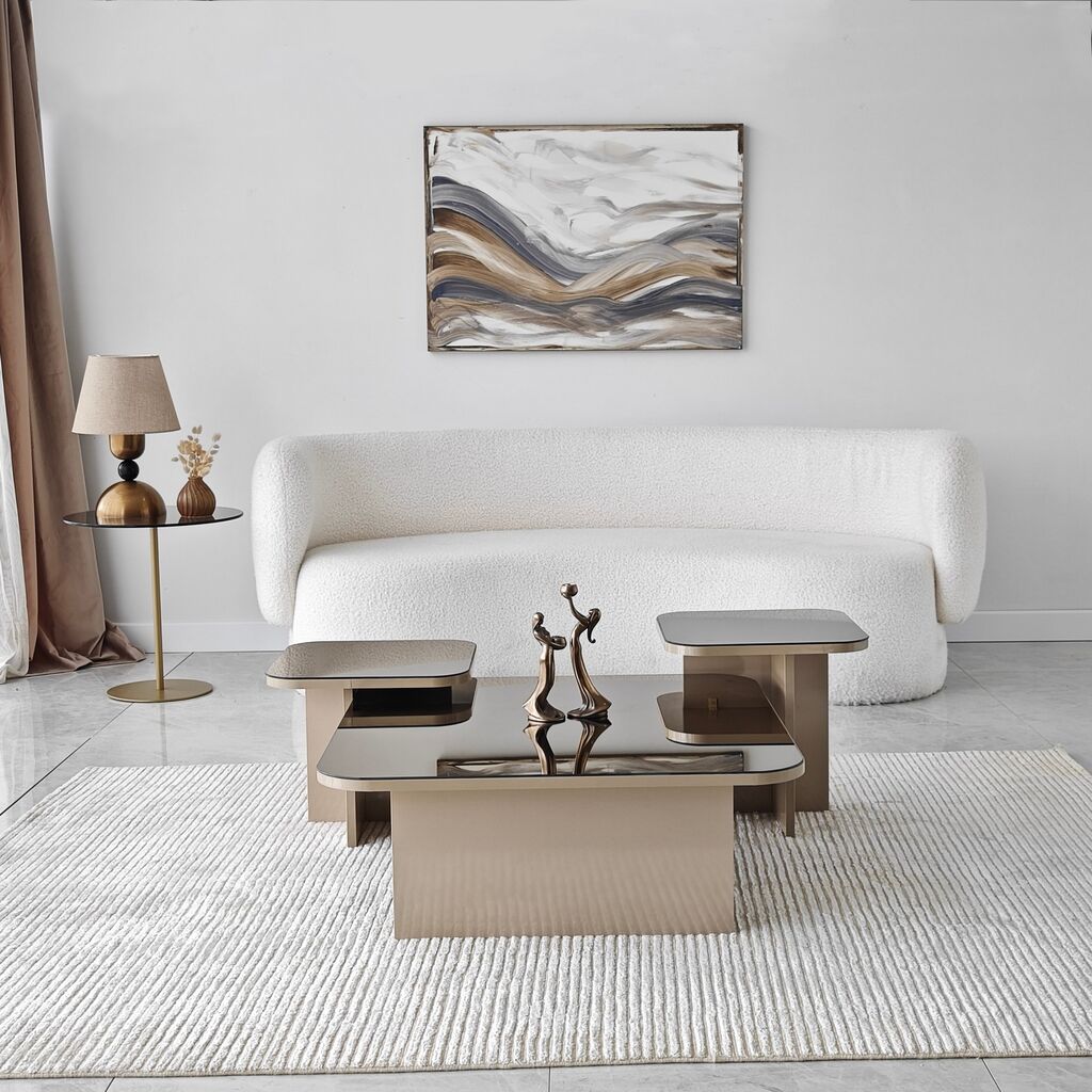 Hanah Home Club sto Jazz 80x30x80cm Bež-Bronza