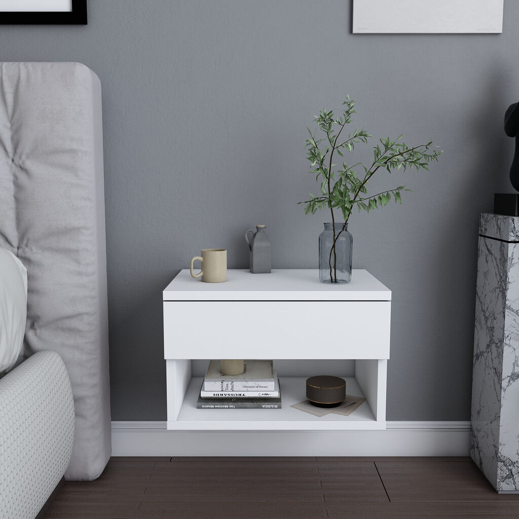 Hanah Home Jamot Noćni ormarić, 44,6x29x31,9 cm, Bijeli