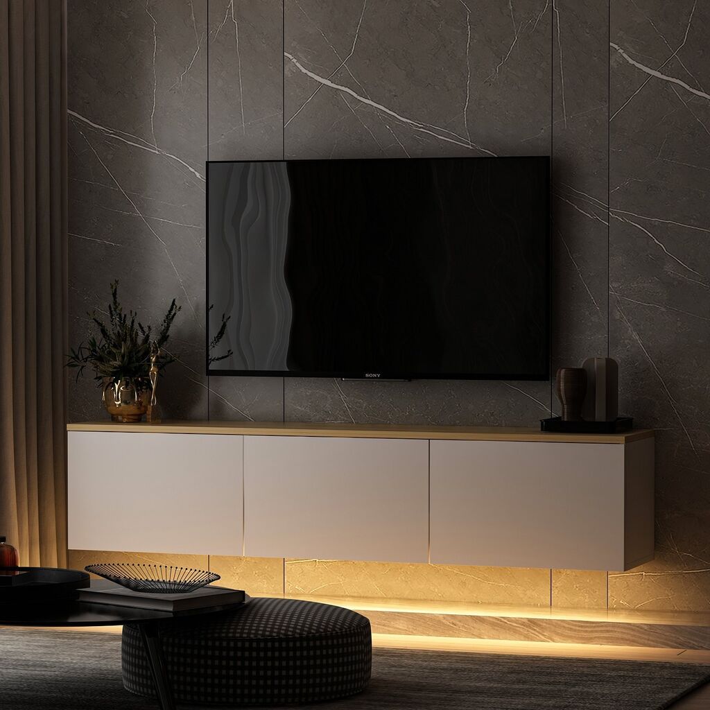 Hanah Home Neon V2 TV polica, bijela