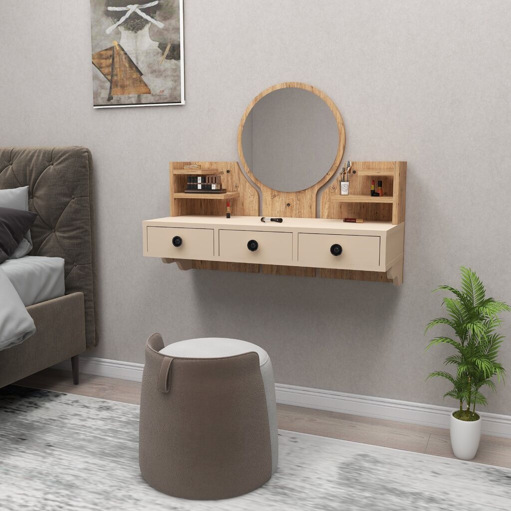 Hanah Home Stol za šminkanje 90x75x36.8cm Bež