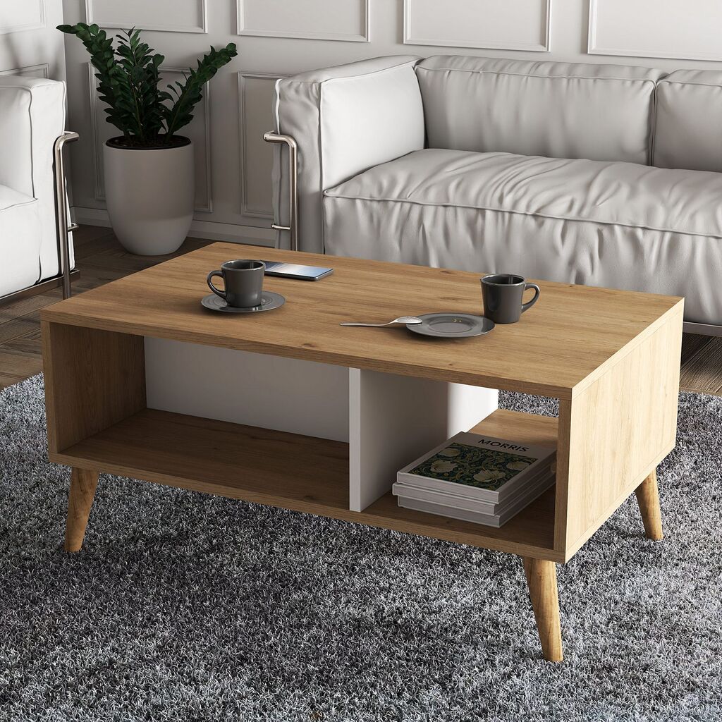 Hanah Home Club sto Exxen 90x54x41.6cm Hrast-Bijela